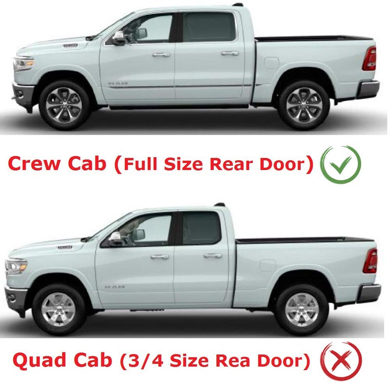 Optimal Co 2019-2026 Tape-On Side Window Deflector Visors Compatible with Dodge Ram 1500 Crew Cab Only Smoke Tinted Rain Guards 2020 2021 2022 2023 2024 2025 - Image 5